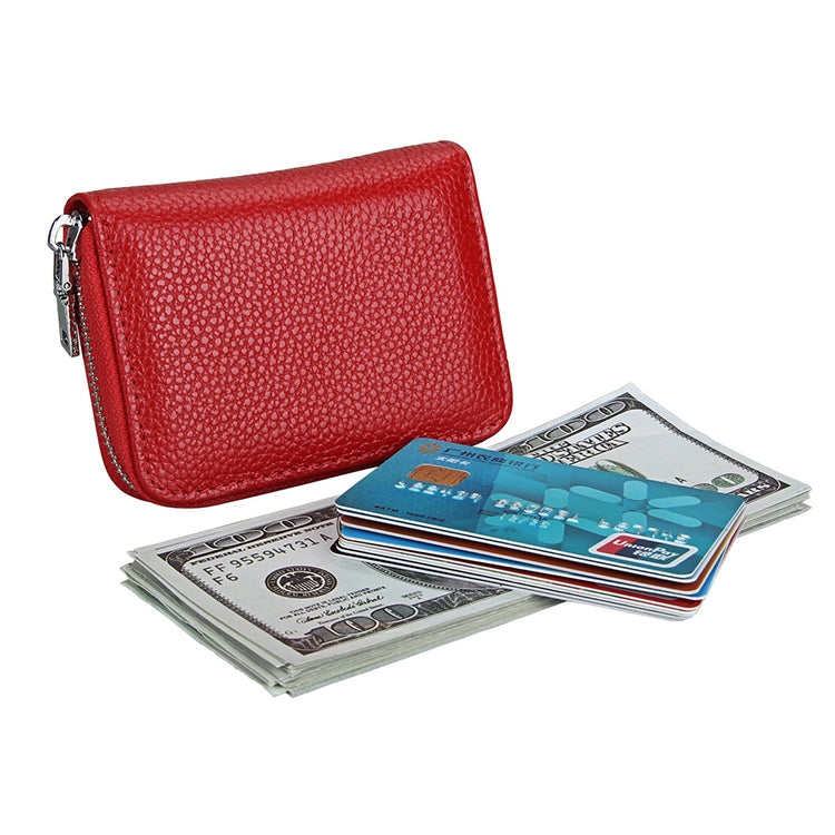KB205 Antimagnetic RFID Litchi Texture Leather Zipper Large-capacity Card Holder Wallet(Red) - Antimagnetic RFID Package by buy2fix | Online Shopping UK | buy2fix