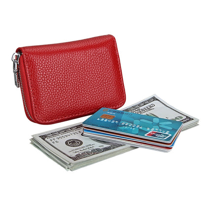 KB205 Antimagnetic RFID Litchi Texture Leather Zipper Large-capacity Card Holder Wallet(Red) - Antimagnetic RFID Package by buy2fix | Online Shopping UK | buy2fix