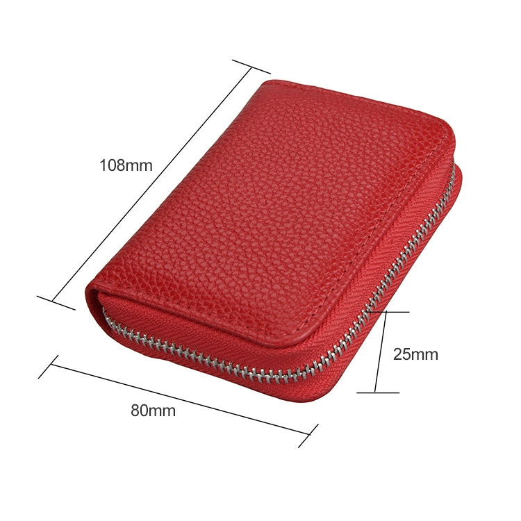 KB205 Antimagnetic RFID Litchi Texture Leather Zipper Large-capacity Card Holder Wallet(Red) - Antimagnetic RFID Package by buy2fix | Online Shopping UK | buy2fix