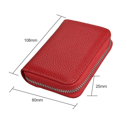 KB205 Antimagnetic RFID Litchi Texture Leather Zipper Large-capacity Card Holder Wallet(Red) - Antimagnetic RFID Package by buy2fix | Online Shopping UK | buy2fix