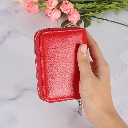 KB205 Antimagnetic RFID Litchi Texture Leather Zipper Large-capacity Card Holder Wallet(Red) - Antimagnetic RFID Package by buy2fix | Online Shopping UK | buy2fix