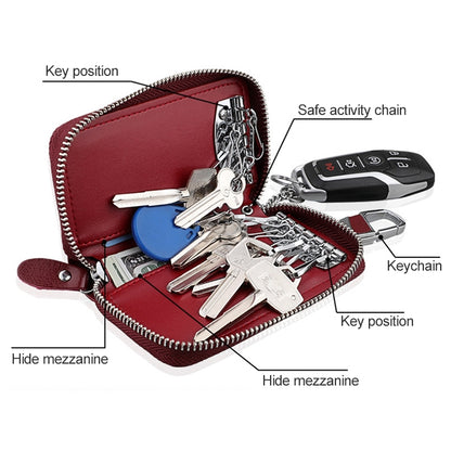 9101 Multi-function Waist Hanging Oil Wax Leather Zipper Wallet Keys Holder Bag(Peacock Blue) - Wallets by buy2fix | Online Shopping UK | buy2fix