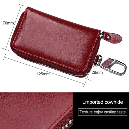 9101 Multi-function Waist Hanging Oil Wax Leather Zipper Wallet Keys Holder Bag(Peacock Blue) - Wallets by buy2fix | Online Shopping UK | buy2fix
