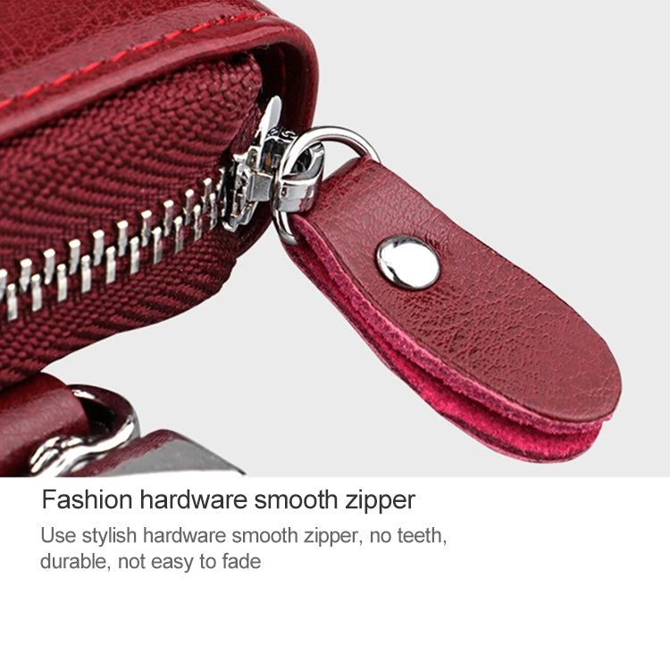 9101 Multi-function Waist Hanging Oil Wax Leather Zipper Wallet Keys Holder Bag(Peacock Blue) - Wallets by buy2fix | Online Shopping UK | buy2fix