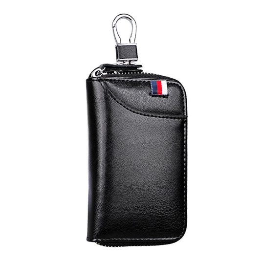 9102 Multi-function Waist Hanging Leather Zipper Wallet Keys Holder Bag(Black)