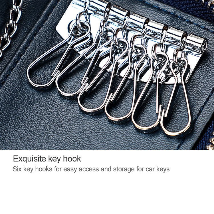 9102 Multi-function Waist Hanging Leather Zipper Wallet Keys Holder Bag(Black) by buy2fix