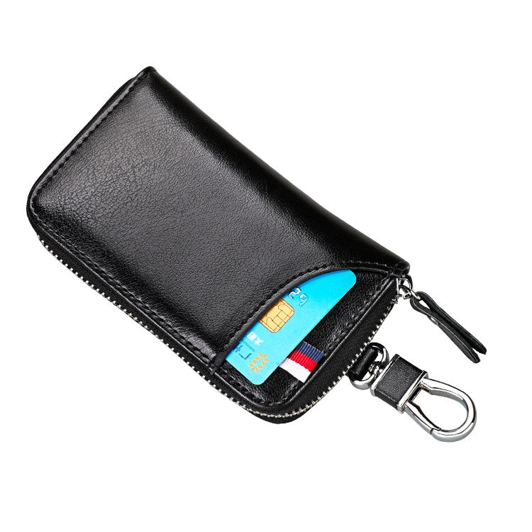9102 Multi-function Waist Hanging Leather Zipper Wallet Keys Holder Bag(Black) by buy2fix
