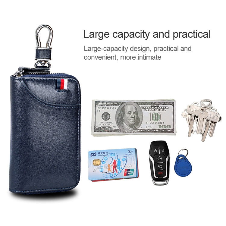 9102 Multi-function Waist Hanging Leather Zipper Wallet Keys Holder Bag(Black) by buy2fix