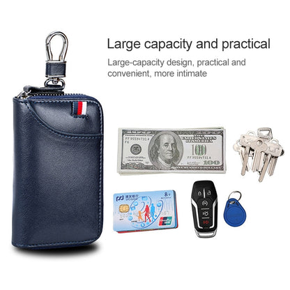 9102 Multi-function Waist Hanging Leather Zipper Wallet Keys Holder Bag(Black) by buy2fix