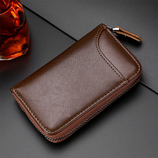 9106 Large-capacity Zipper Leather Keys Holder Bag Multi-function Wallet(Brown) - Wallets by buy2fix | Online Shopping UK | buy2fix