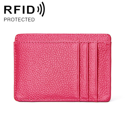 KB37 Antimagnetic RFID Litchi Texture Leather Card Holder Wallet Billfold for Men and Women (Rose Red) - Antimagnetic RFID Package by buy2fix | Online Shopping UK | buy2fix