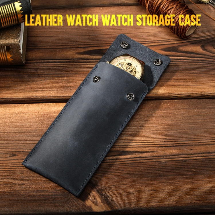 CONTACTS FAMILY CF1110 Universal Crazy Horse Leather Watch Protective Case Storage Bag for Apple Watch (Blue) by buy2fix