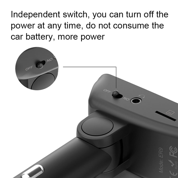 ER9 2 in 1 Hands-Free Calling Car Kit Wireless Bluetooth Headset Dual USB Charger FM Transmitter MP3 Music Player - Bluetooth Car Kits by buy2fix | Online Shopping UK | buy2fix