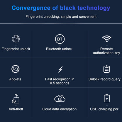 T23FB Micro USB Charging Zinc Alloy Smart Fingerprint + Bluetooth Triple Linkage Open Drawer Lock File Cabinet Lock - Door Locks & Cabinet Locks by buy2fix | Online Shopping UK | buy2fix