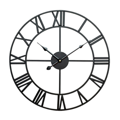 45cm Retro Living Room Iron Round Roman Numeral Mute Decorative Wall Clock (Black) - Wall Clock by buy2fix | Online Shopping UK | buy2fix