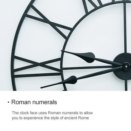 45cm Retro Living Room Iron Round Roman Numeral Mute Decorative Wall Clock (Black) - Wall Clock by buy2fix | Online Shopping UK | buy2fix