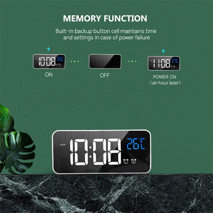 Bedside Alarm Clock Sound Control Mirror LED Music Clock (Black) - Alarm Clocks by buy2fix | Online Shopping UK | buy2fix