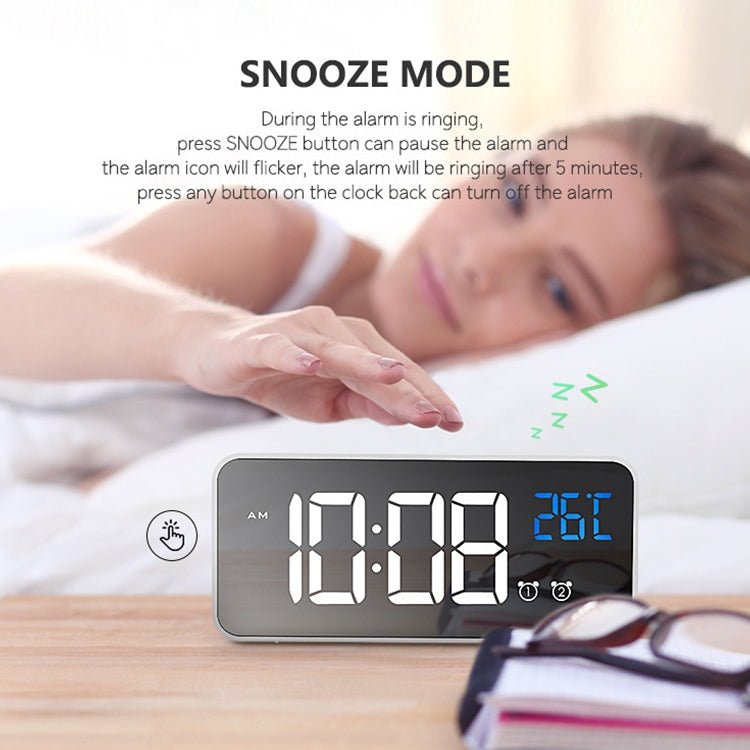 Bedside Alarm Clock Sound Control Mirror LED Music Clock (Black) - Alarm Clocks by buy2fix | Online Shopping UK | buy2fix
