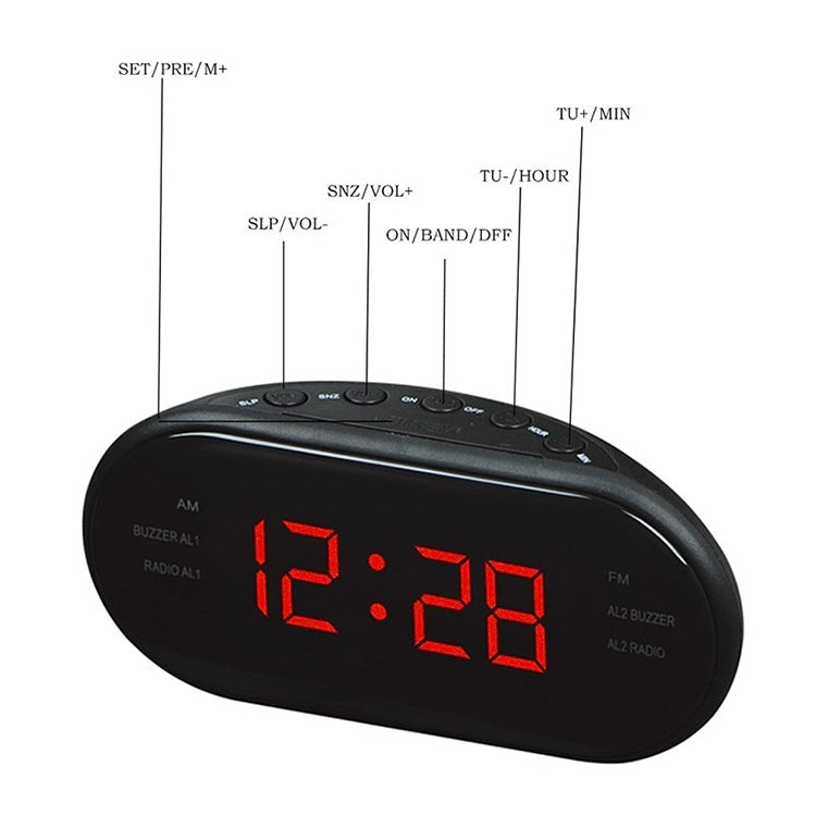 Oval Radio LED Digital Alarm Clock (Green) - Alarm Clocks by buy2fix | Online Shopping UK | buy2fix
