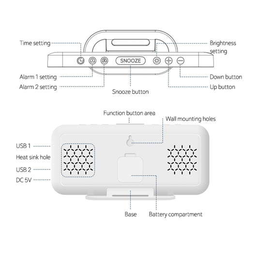 8821 LED Mirror Dual-purpose Snooze Alarm Clock (White) - Novelty Clock by buy2fix | Online Shopping UK | buy2fix