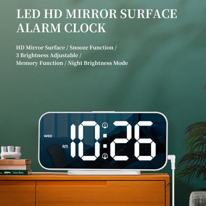8821 LED Mirror Dual-purpose Snooze Alarm Clock (White) - Novelty Clock by buy2fix | Online Shopping UK | buy2fix