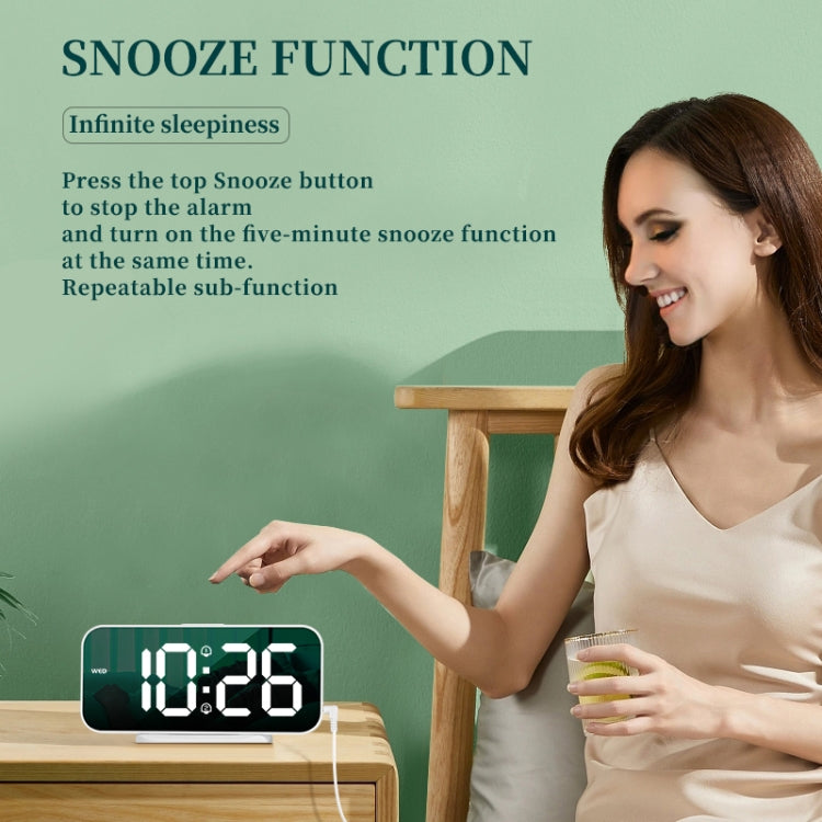 8821 LED Mirror Dual-purpose Snooze Alarm Clock (White) - Novelty Clock by buy2fix | Online Shopping UK | buy2fix
