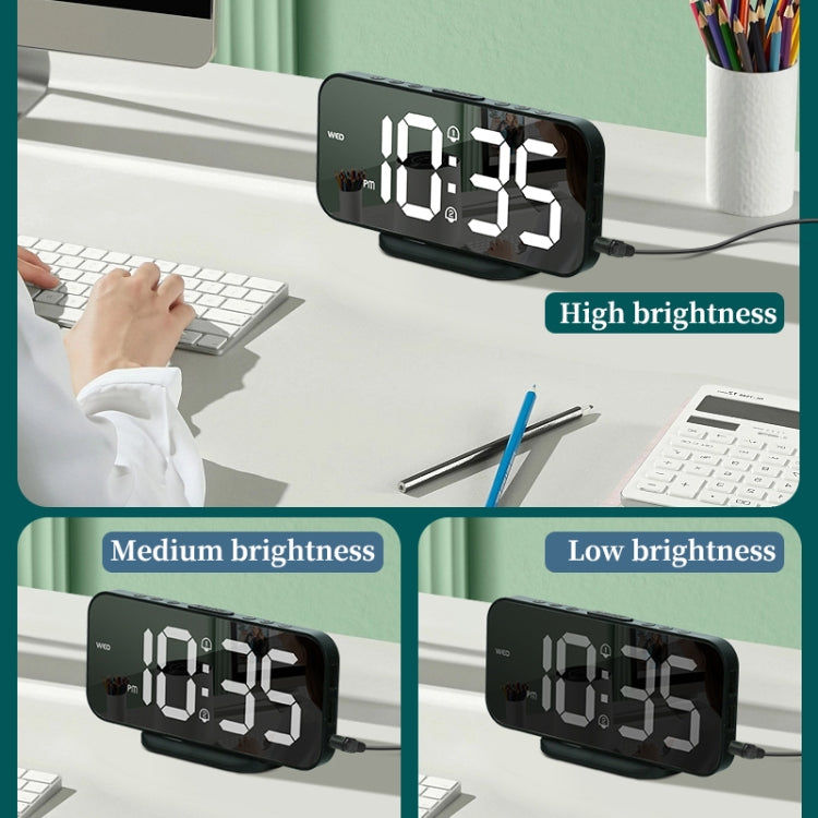 8821 LED Mirror Dual-purpose Snooze Alarm Clock(Black) - Novelty Clock by buy2fix | Online Shopping UK | buy2fix
