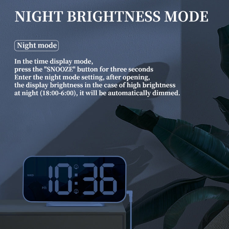 8821 LED Mirror Dual-purpose Snooze Alarm Clock (White) - Novelty Clock by buy2fix | Online Shopping UK | buy2fix