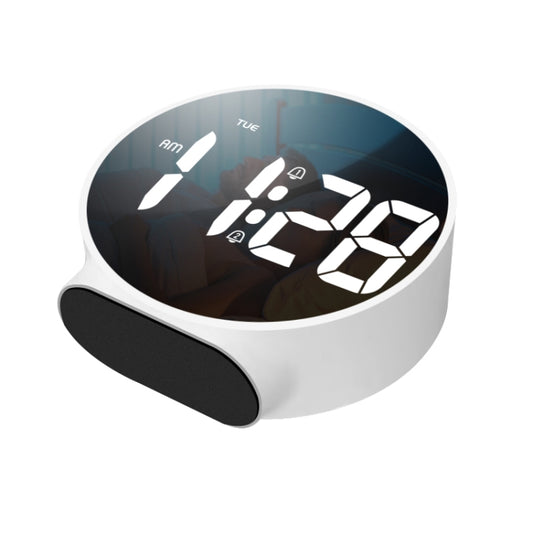 8816 LED Mirror Round Dual-purpose Alarm Clock (White) - Novelty Clock by buy2fix | Online Shopping UK | buy2fix