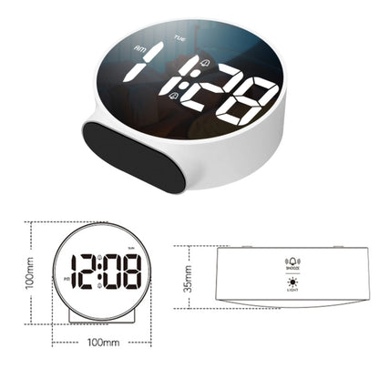8816 LED Mirror Round Dual-purpose Alarm Clock (White) - Novelty Clock by buy2fix | Online Shopping UK | buy2fix