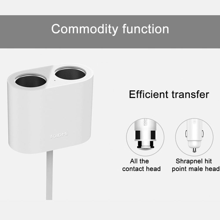 Original Xiaomi Youpin ROIDMI 2 in 1 120W 10A Car Cigarette Lighter + Dual USB Port Quick Charge Car Charger(White) by Xiaomi