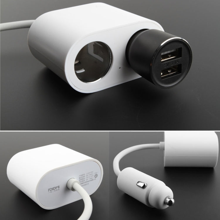 Original Xiaomi Youpin ROIDMI 2 in 1 120W 10A Car Cigarette Lighter + Dual USB Port Quick Charge Car Charger(White) by Xiaomi