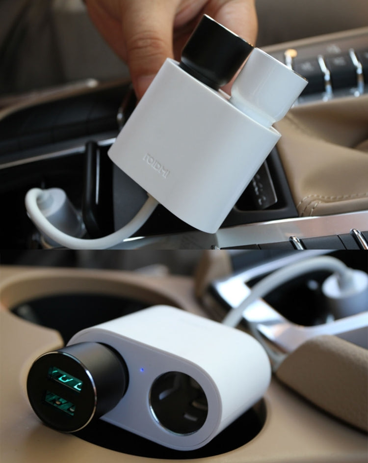 Original Xiaomi Youpin ROIDMI 2 in 1 120W 10A Car Cigarette Lighter + Dual USB Port Quick Charge Car Charger(White) by Xiaomi