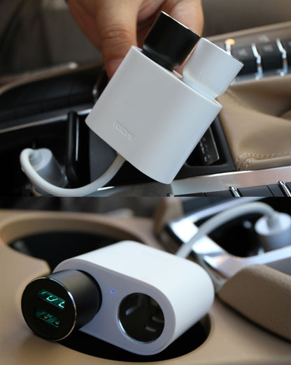 Original Xiaomi Youpin ROIDMI 2 in 1 120W 10A Car Cigarette Lighter + Dual USB Port Quick Charge Car Charger(White) by Xiaomi