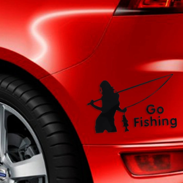 Beauty Go Fishing Styling Reflective Car Sticker, Size: 14cm x 8.5cm(Black) by buy2fix