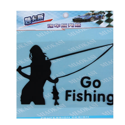 Beauty Go Fishing Styling Reflective Car Sticker, Size: 14cm x 8.5cm(Black) by buy2fix