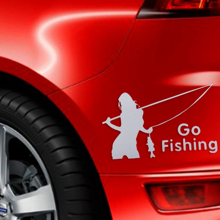 Beauty Go Fishing Styling Reflective Car Sticker, Size: 14cm x 8.5cm(Silver) by buy2fix