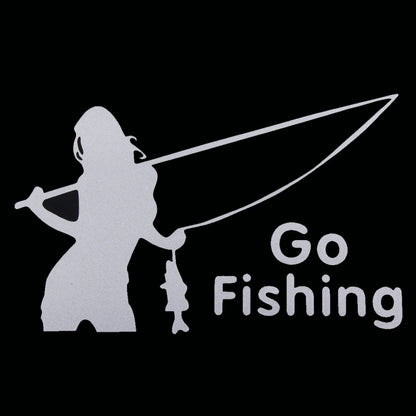 Beauty Go Fishing Styling Reflective Car Sticker, Size: 14cm x 8.5cm(Silver) by buy2fix