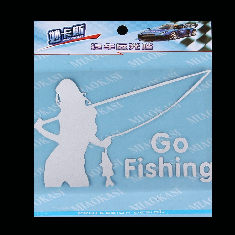 Beauty Go Fishing Styling Reflective Car Sticker, Size: 14cm x 8.5cm(Silver) by buy2fix