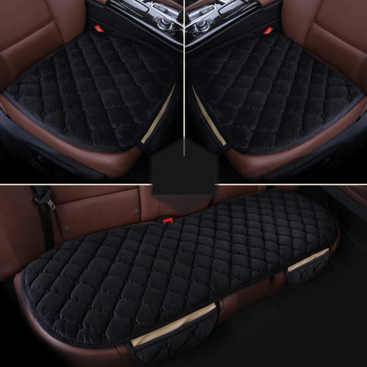 3 PCS / Set Luxurious Warm Car Seat Cover Cushion Universal Front Back Seat Covers Car Non-slip Chair Pad Warm Car Mats No Back Plush Cushion(Black) by buy2fix
