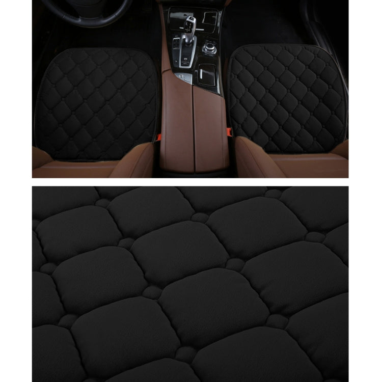 3 PCS / Set Luxurious Warm Car Seat Cover Cushion Universal Front Back Seat Covers Car Non-slip Chair Pad Warm Car Mats No Back Plush Cushion(Black) by buy2fix