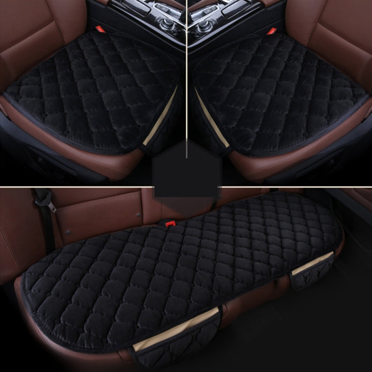 3 PCS / Set Luxurious Warm Car Seat Cover Cushion Universal Front Back Seat Covers Car Non-slip Chair Pad Warm Car Mats No Back Plush Cushion(Black) by buy2fix