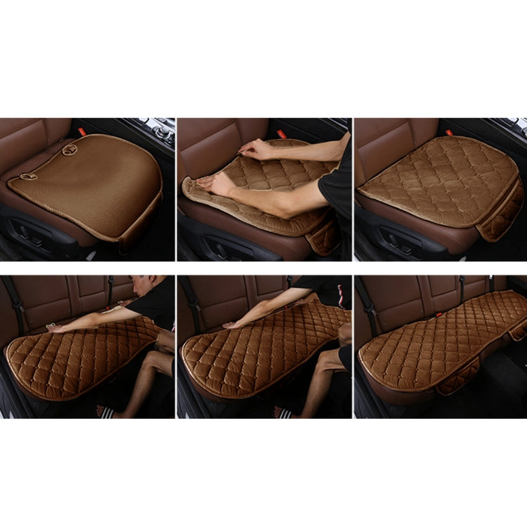3 PCS / Set Luxurious Warm Car Seat Cover Cushion Universal Front Back Seat Covers Car Non-slip Chair Pad Warm Car Mats No Back Plush Cushion(Coffee) by buy2fix