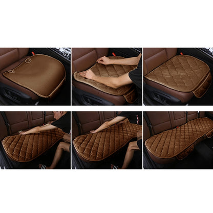 3 PCS / Set Luxurious Warm Car Seat Cover Cushion Universal Front Back Seat Covers Car Non-slip Chair Pad Warm Car Mats No Back Plush Cushion(Coffee) by buy2fix