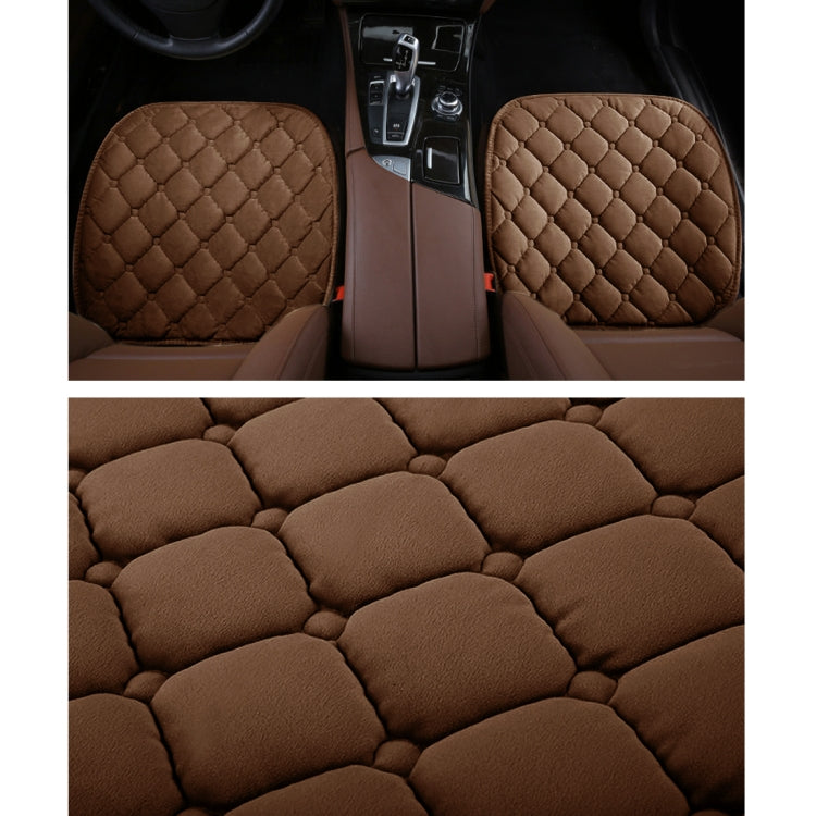 3 PCS / Set Luxurious Warm Car Seat Cover Cushion Universal Front Back Seat Covers Car Non-slip Chair Pad Warm Car Mats No Back Plush Cushion(Coffee) by buy2fix