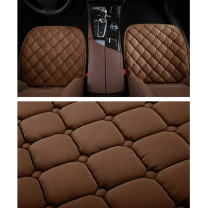 3 PCS / Set Luxurious Warm Car Seat Cover Cushion Universal Front Back Seat Covers Car Non-slip Chair Pad Warm Car Mats No Back Plush Cushion(Coffee) by buy2fix