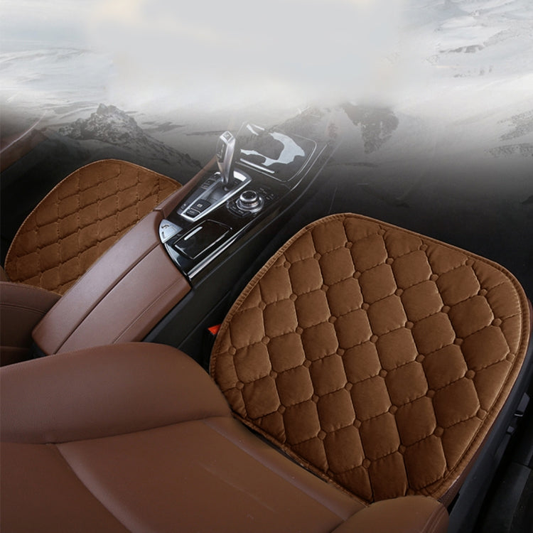3 PCS / Set Luxurious Warm Car Seat Cover Cushion Universal Front Back Seat Covers Car Non-slip Chair Pad Warm Car Mats No Back Plush Cushion(Coffee) by buy2fix
