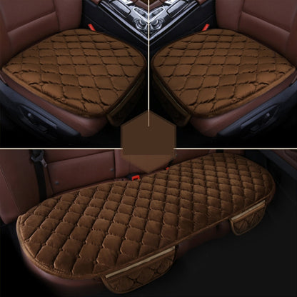 3 PCS / Set Luxurious Warm Car Seat Cover Cushion Universal Front Back Seat Covers Car Non-slip Chair Pad Warm Car Mats No Back Plush Cushion(Coffee) by buy2fix