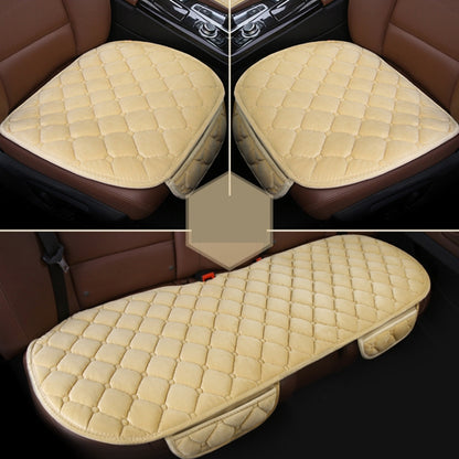 3 PCS / Set Luxurious Warm Car Seat Cover Cushion Universal Front Back Seat Covers Car Non-slip Chair Pad Warm Car Mats No Back Plush Cushion(Khaki) by buy2fix