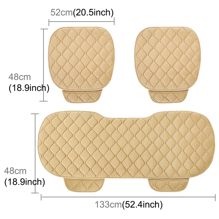 3 PCS / Set Luxurious Warm Car Seat Cover Cushion Universal Front Back Seat Covers Car Non-slip Chair Pad Warm Car Mats No Back Plush Cushion(Khaki) by buy2fix